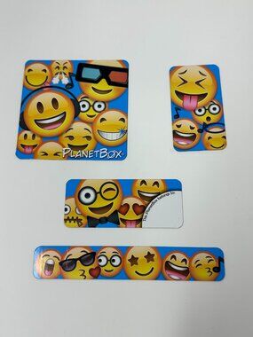 Pre-owned Planet Box Rover Lunch Box Magnet Set, Blue Emoji Teen Smiley